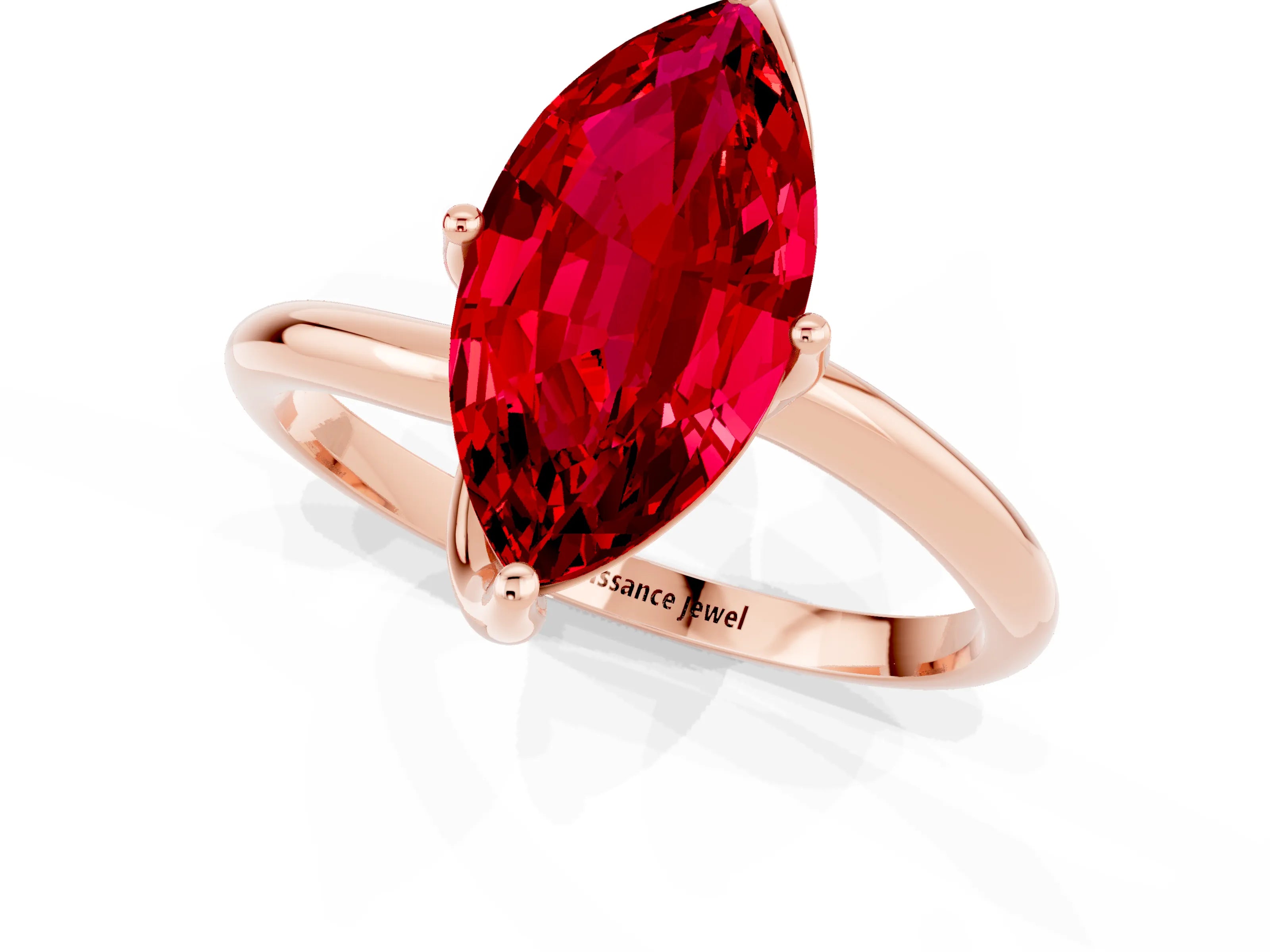 Rose gold Marquise Cut Ruby Solitaire Engagement Ring with Four-Prong Setting and Classic Band_13