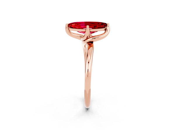 Rose gold Marquise Cut Ruby Solitaire Engagement Ring with Four-Prong Setting and Classic Band