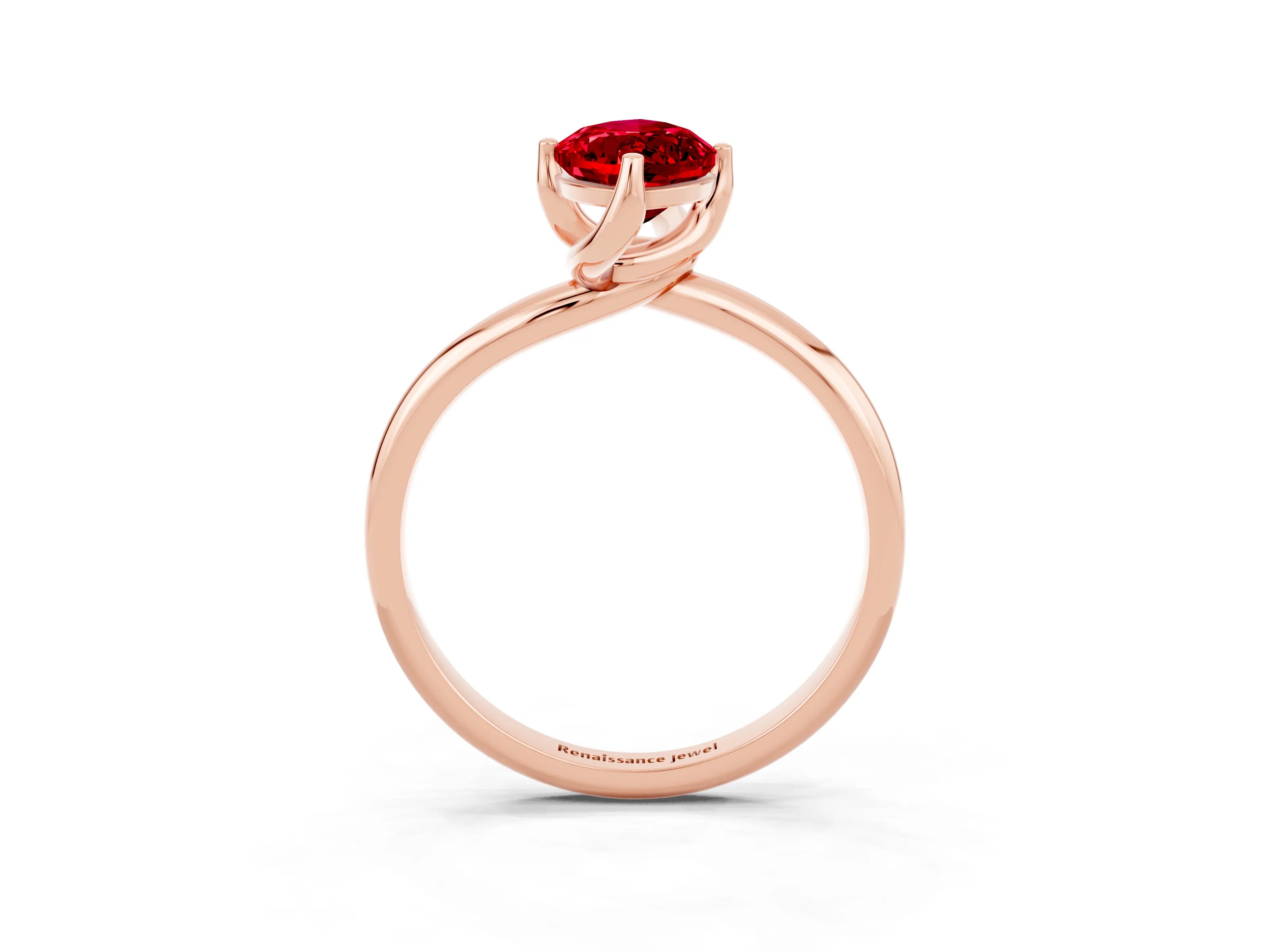 Rose gold Marquise Cut Ruby Solitaire Engagement Ring with Four-Prong Setting and Classic Band_15