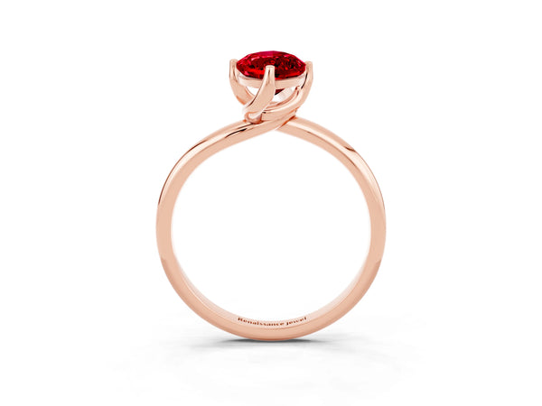 Rose gold Marquise Cut Ruby Solitaire Engagement Ring with Four-Prong Setting and Classic Band