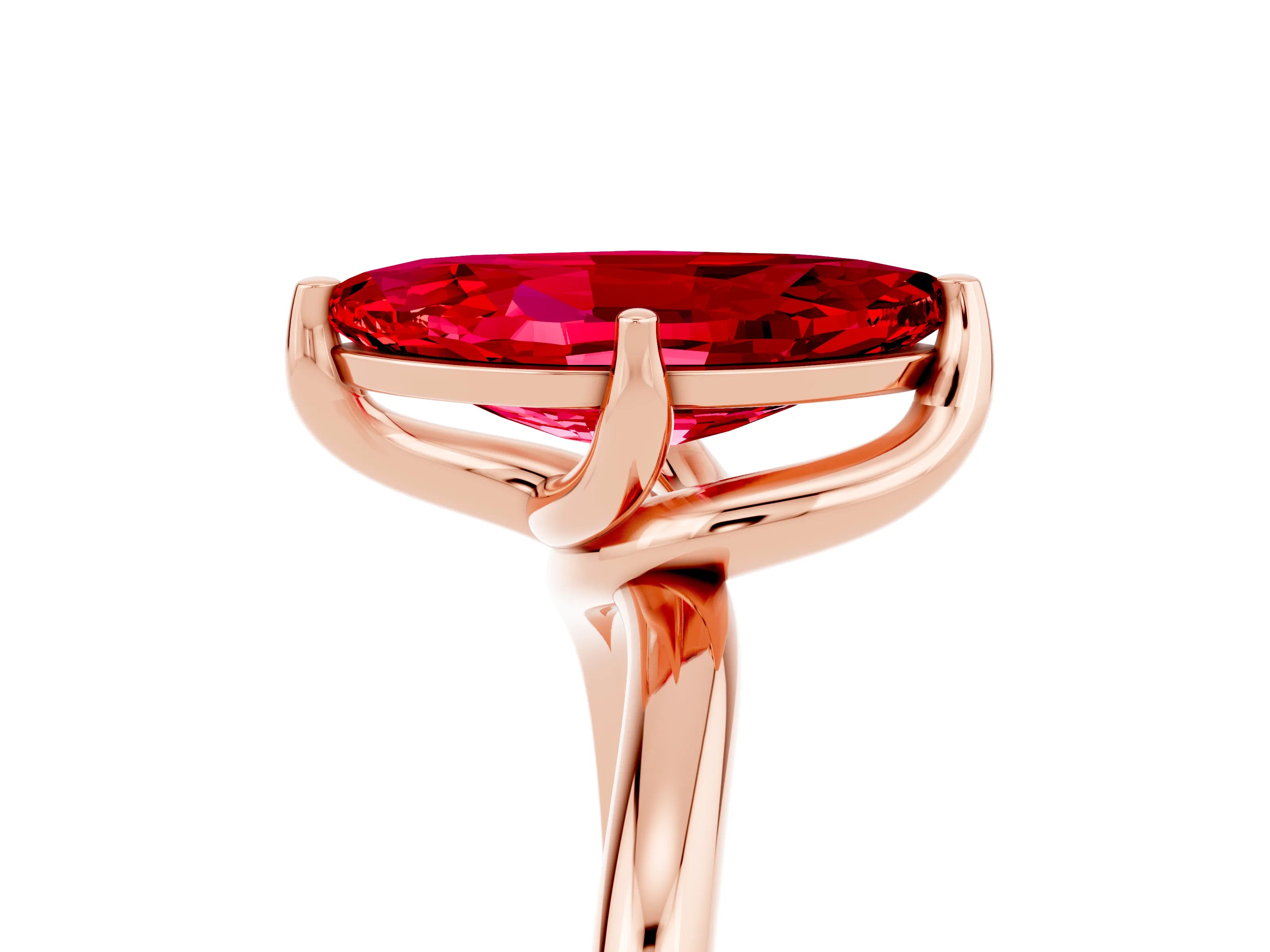 Rose gold Marquise Cut Ruby Solitaire Engagement Ring with Four-Prong Setting and Classic Band_17
