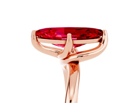 Rose gold Marquise Cut Ruby Solitaire Engagement Ring with Four-Prong Setting and Classic Band_17