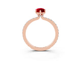 Rose gold Marquise Cut Ruby Solitaire Engagement Ring with Pavé Band and Four-Prong Setting_3