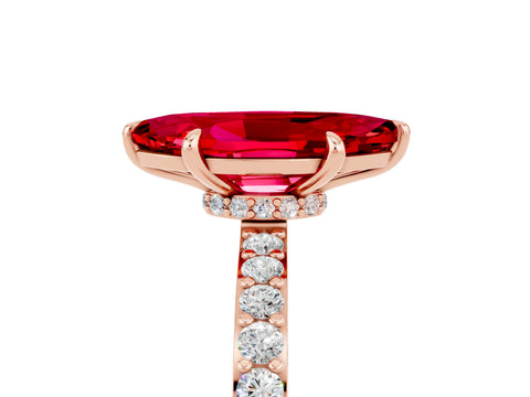 Rose gold Marquise Cut Ruby Solitaire Engagement Ring with Pavé Band and Four-Prong Setting_5