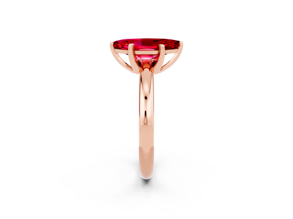Rose gold Marquise Cut Ruby Solitaire Engagement Ring with Round Band and Four-Prong Setting