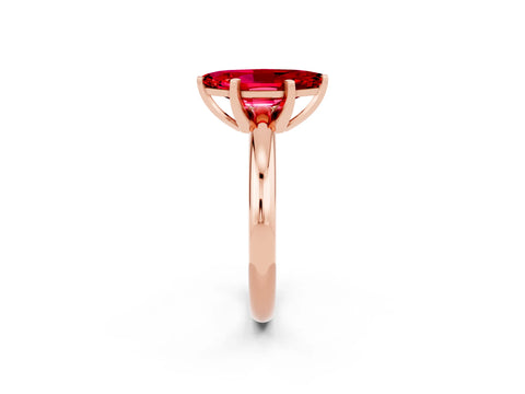 Rose gold Marquise Cut Ruby Solitaire Engagement Ring with Round Band and Four-Prong Setting_2
