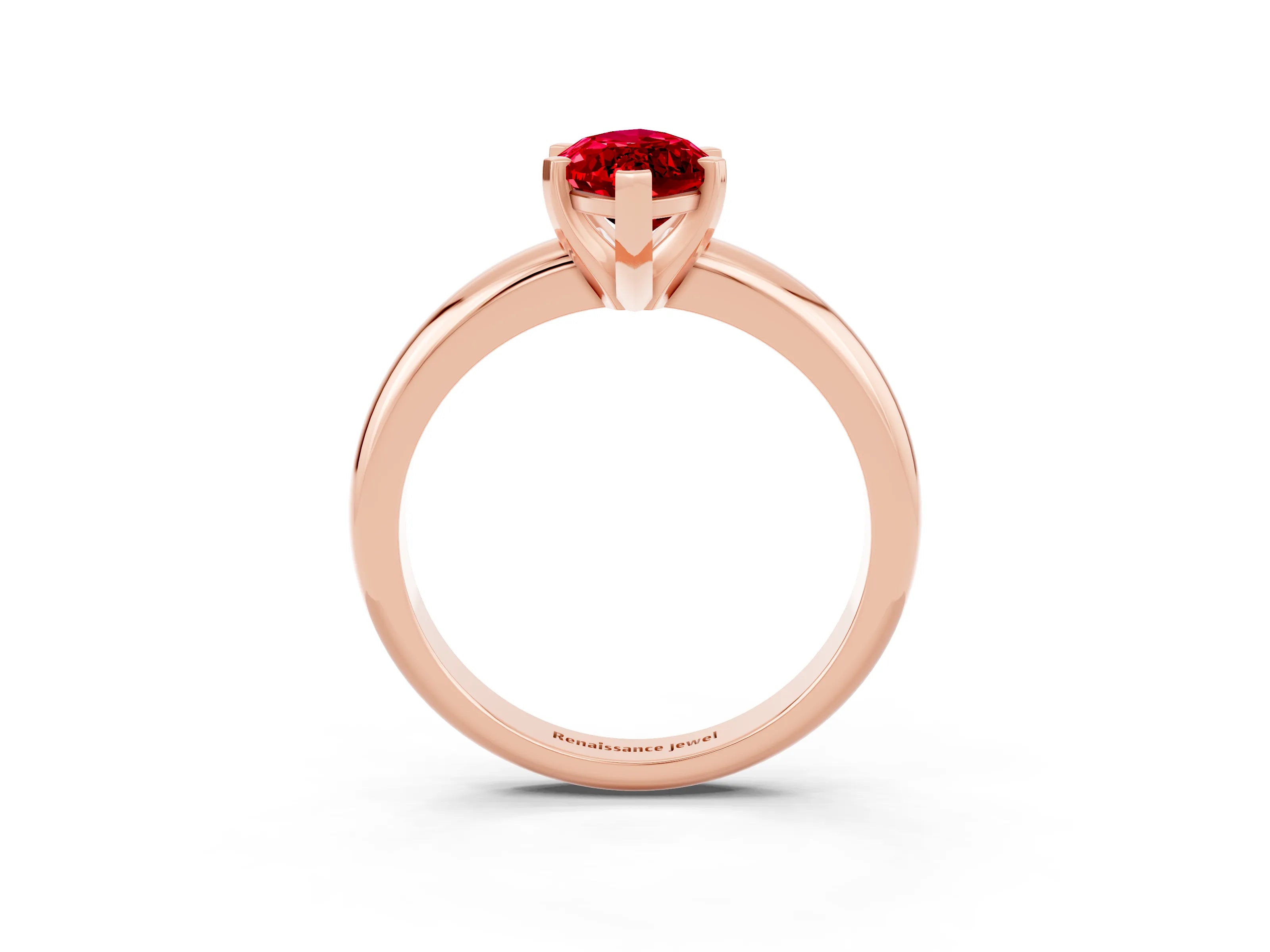 Rose gold Marquise Cut Ruby Solitaire Engagement Ring with Round Band and Four-Prong Setting_3