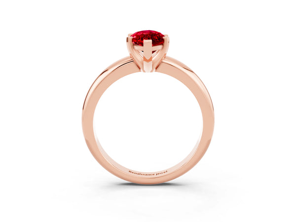 Rose gold Marquise Cut Ruby Solitaire Engagement Ring with Round Band and Four-Prong Setting