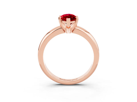 Rose gold Marquise Cut Ruby Solitaire Engagement Ring with Round Band and Four-Prong Setting_3