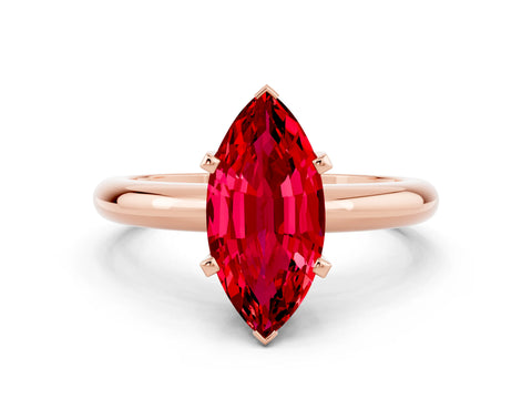 Rose gold Marquise Cut Ruby Solitaire Engagement Ring with Round Band and Four-Prong Setting