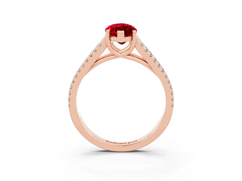 Rose gold Marquise Cut Ruby Solitaire Engagement Ring with Split Shank Pavé Band_3