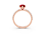 Rose gold Marquise Cut Ruby Solitaire Pavé Band with Four-Prong Setting_3