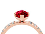 Rose gold Marquise Cut Ruby Solitaire Pavé Band with Four-Prong Setting_4
