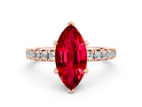 Rose gold Marquise Cut Ruby Solitaire Pavé Engagement Ring with Round Band and Prong Setting_12