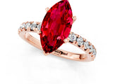 Rose gold Marquise Cut Ruby Solitaire Pavé Engagement Ring with Round Band and Prong Setting_13