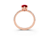 Rose gold Marquise Cut Ruby Solitaire Pavé Engagement Ring with Round Band and Prong Setting_15