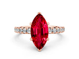 Rose gold Marquise Cut Ruby Solitaire Pavé Engagement Ring with Round Band and Prong Setting_67