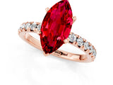 Rose gold Marquise Cut Ruby Solitaire Pavé Engagement Ring with Round Band and Prong Setting_68