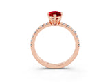 Rose gold Marquise Cut Ruby Solitaire Pavé Engagement Ring with Round Band and Prong Setting_70