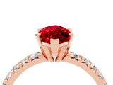 Rose gold Marquise Cut Ruby Solitaire Pavé Engagement Ring with Round Band and Prong Setting_71