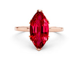 Rose gold Marquise Cut Ruby Solitaire Ring with Flower Prong Setting and Classic Band_12