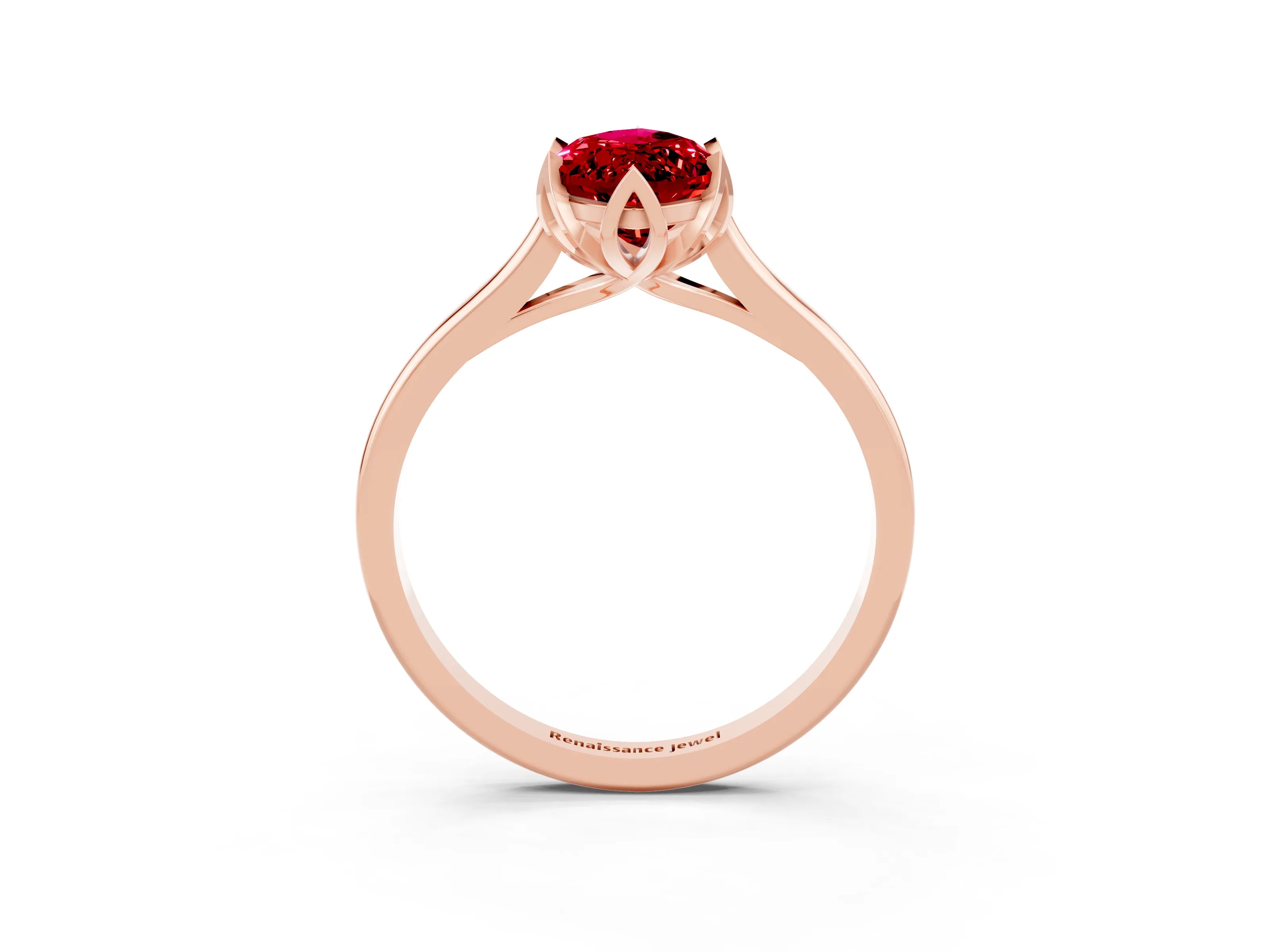 Rose gold Marquise Cut Ruby Solitaire Ring with Flower Prong Setting and Classic Band_15