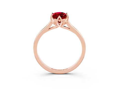 Rose gold Marquise Cut Ruby Solitaire Ring with Flower Prong Setting and Classic Band_15