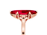 Rose gold Marquise Cut Ruby Solitaire Ring with Flower Prong Setting and Classic Band_17