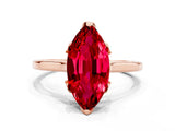 Rose gold Marquise Cut Ruby Solitaire Ring with Flower Prong Setting and Classic Band_36