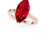 Rose gold Marquise Cut Ruby Solitaire Ring with Flower Prong Setting and Classic Band_37