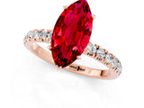 Rose gold Marquise Cut Ruby Solitaire Ring with Pavé Accents and Four-Prong Setting_1