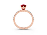 Rose gold Marquise Cut Ruby Solitaire Ring with Pavé Accents and Four-Prong Setting_3