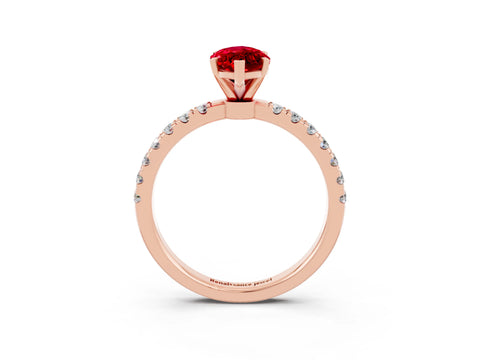 Rose gold Marquise Cut Ruby Solitaire Ring with Pavé Accents and Four-Prong Setting_3