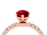 Rose gold Marquise Cut Ruby Solitaire Ring with Pavé Accents and Four-Prong Setting_4