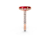 Rose gold Marquise Cut Ruby Solitaire Ring with Pavé Band and Four-Prong Setting_14