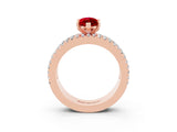 Rose gold Marquise Cut Ruby Solitaire Ring with Pavé and Channel Set Band_3