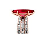 Rose gold Marquise Cut Ruby Solitaire Ring with Pavé and Channel Set Band_5