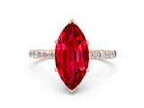 Rose gold Marquise Cut Ruby Solitaire Ring with Pave Band and Four Prong Setting_24