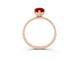 Rose gold Marquise Cut Ruby Solitaire Ring with Pave Band and Four Prong Setting_27