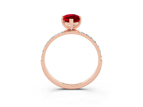 Rose gold Marquise Cut Ruby Solitaire Ring with Pave Band and Four Prong Setting_27