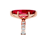 Rose gold Marquise Cut Ruby Solitaire Ring with Pave Band and Four Prong Setting_29