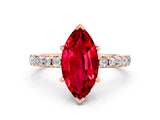Rose gold Marquise Cut Ruby Solitaire Ring with Round  Pavé Band and Four-Prong Setting_44