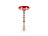 Rose gold Marquise Cut Ruby Solitaire Ring with Round  Pavé Band and Four-Prong Setting_46