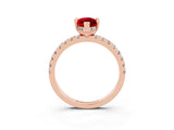Rose gold Marquise Cut Ruby Solitaire Ring with Round  Pavé Band and Four-Prong Setting_47
