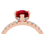 Rose gold Marquise Cut Ruby Solitaire Ring with Round  Pavé Band and Four-Prong Setting_48