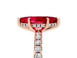 Rose gold Marquise Cut Ruby Solitaire Ring with Round  Pavé Band and Four-Prong Setting_49