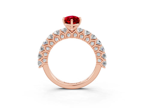 Rose gold Marquise Cut Ruby Solitaire Ring with Shared Prong Pavé Band and Four-Prong Setting_3