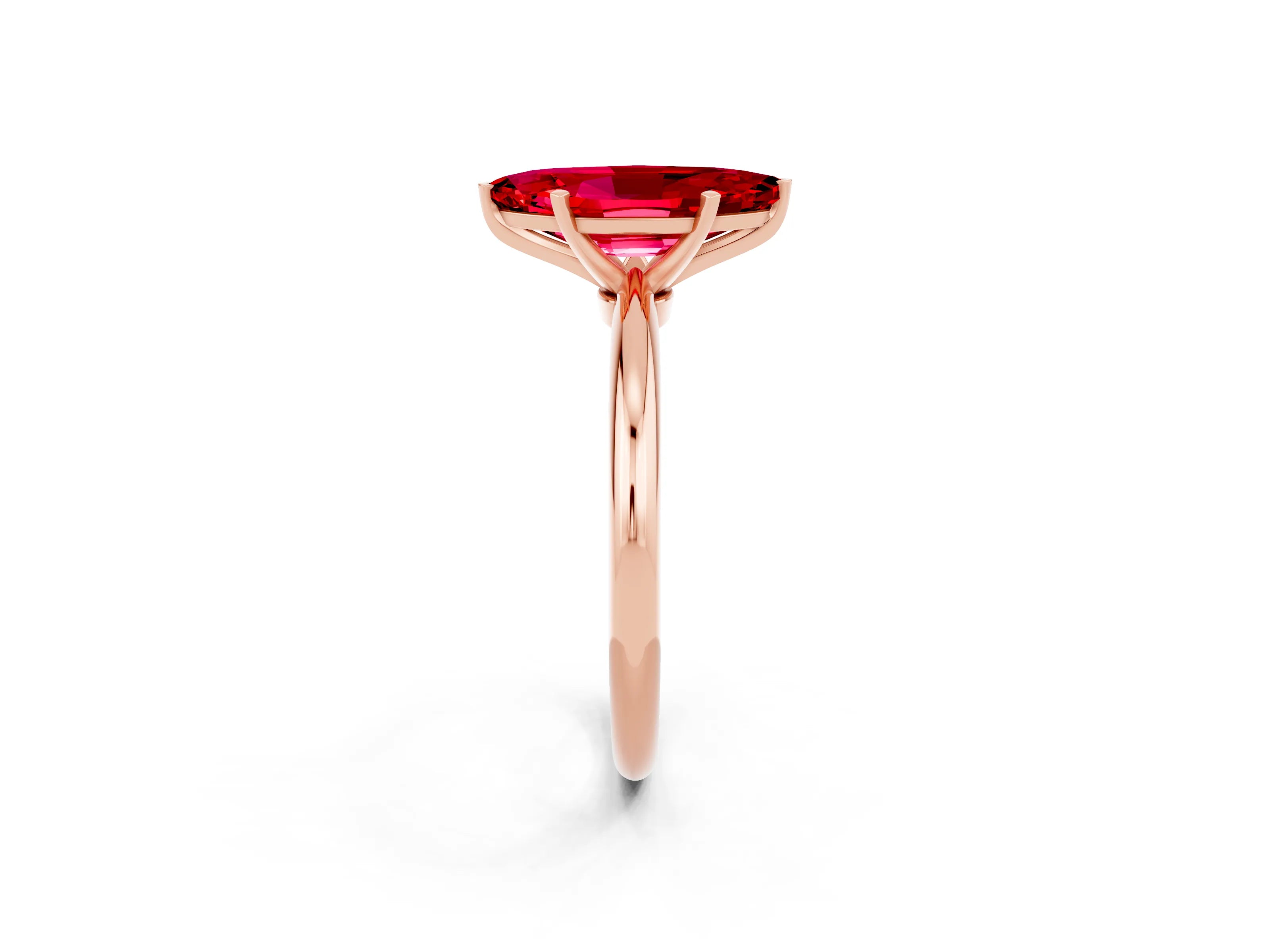 Rose gold Marquise Cut Ruby Solitaire Ring with Six-Prong Setting and Classic Band_2