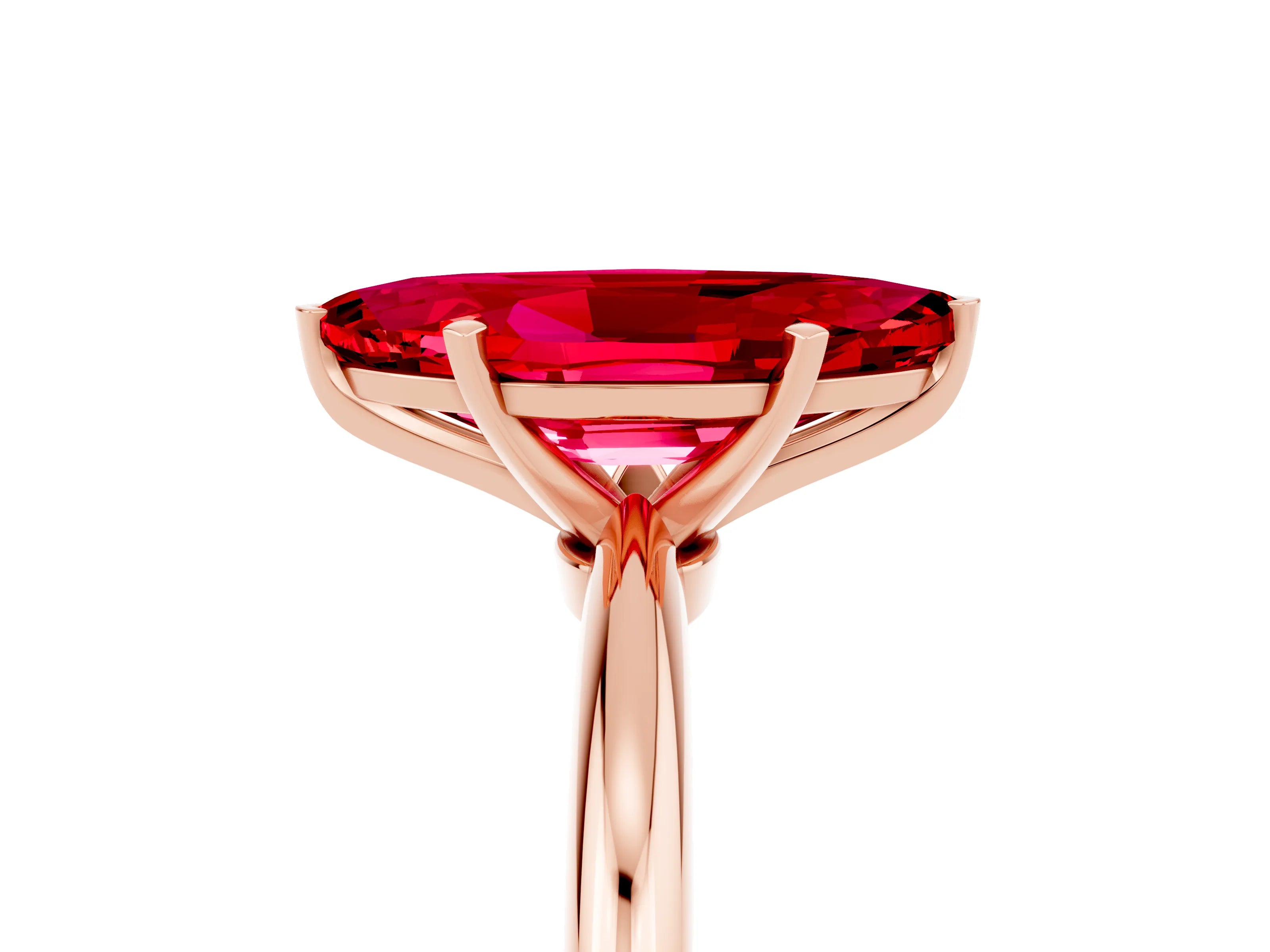 Rose gold Marquise Cut Ruby Solitaire Ring with Six-Prong Setting and Classic Band_5