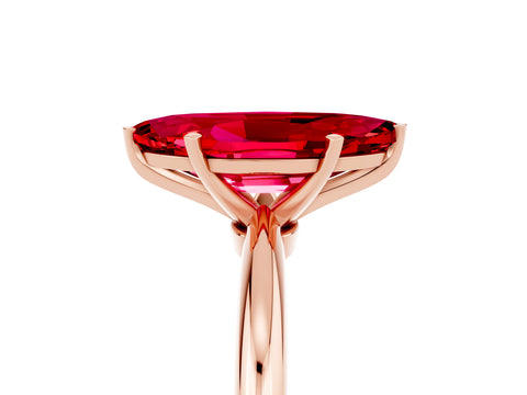 Rose gold Marquise Cut Ruby Solitaire Ring with Six-Prong Setting and Classic Band_5